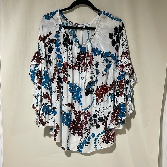 Fever Women Ruffled Sleeves Crew Neck Blouse Small - Picture 1 of 12